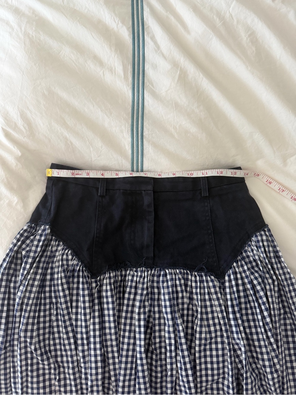 Sandy Liang Navy Gingham Midi Skirt - Picture 3 of 6
